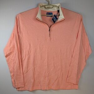 NEW Charleston Threads Quarter Zip Pullover Mens XL Peach Ribbed Cotton Modal